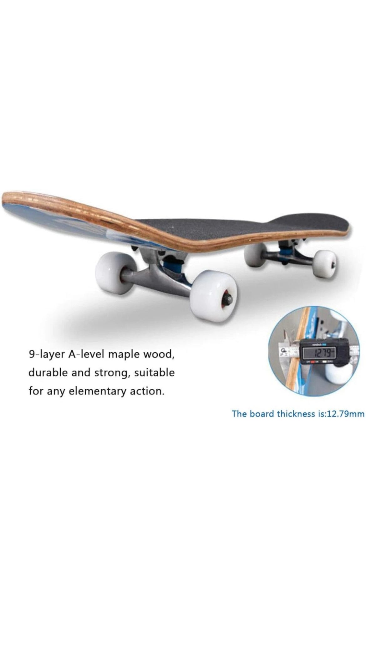 Jugendliche Skateboard Komplettboard 79x20cm Kanadischer Ahorn mit ABEC-7 Feuer