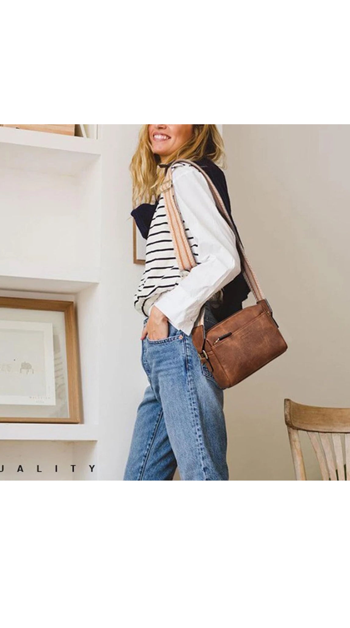 Moderne Damen Kleine Umhängetasche Crossbody Tasche Schultertasche aus PU-Leder Braun