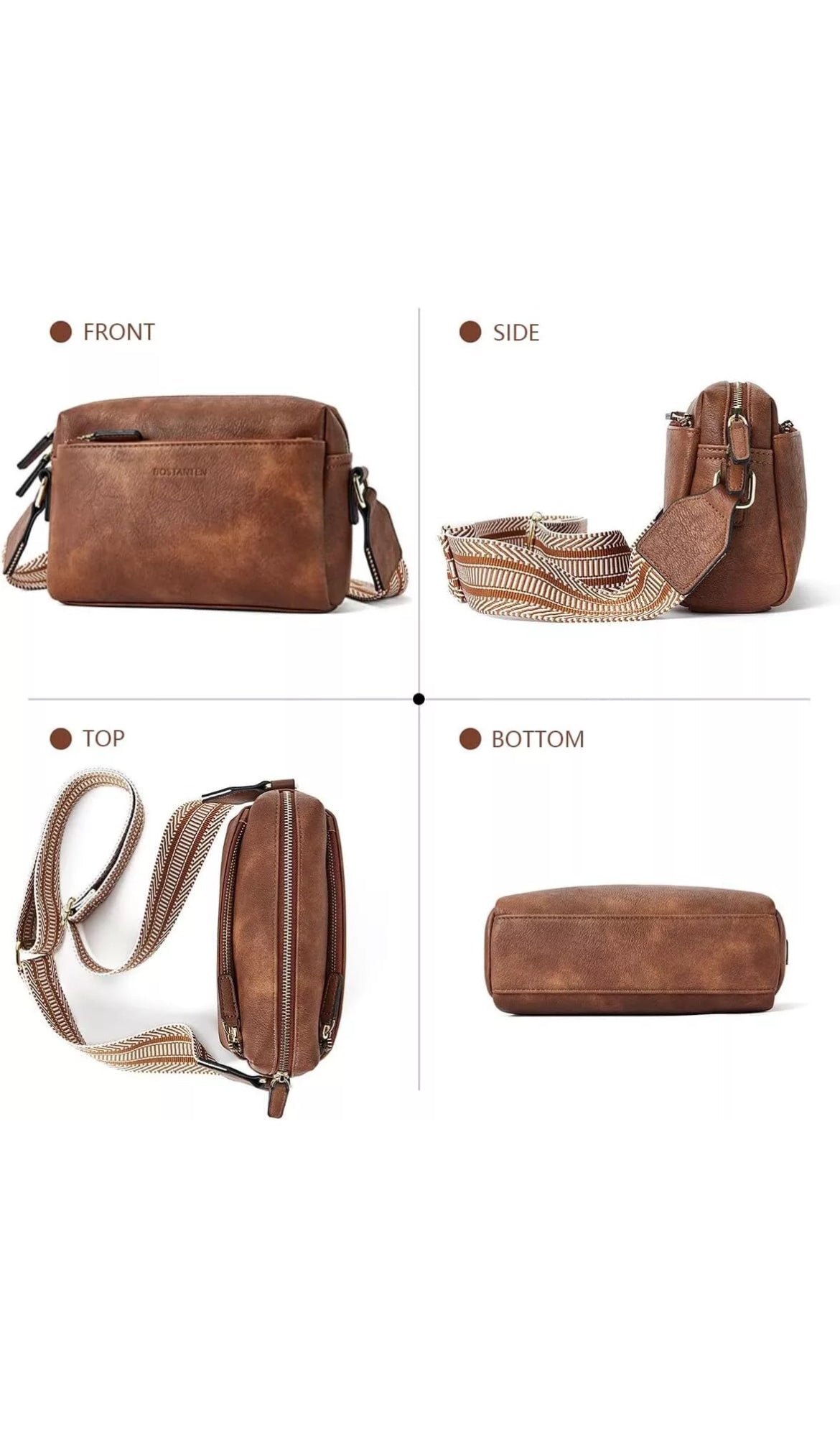 Moderne Damen Kleine Umhängetasche Crossbody Tasche Schultertasche aus PU-Leder Braun