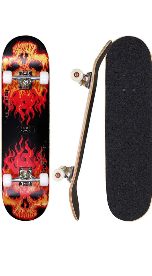 Jugendliche Skateboard Komplettboard 79x20cm Kanadischer Ahorn mit ABEC-7 Feuer