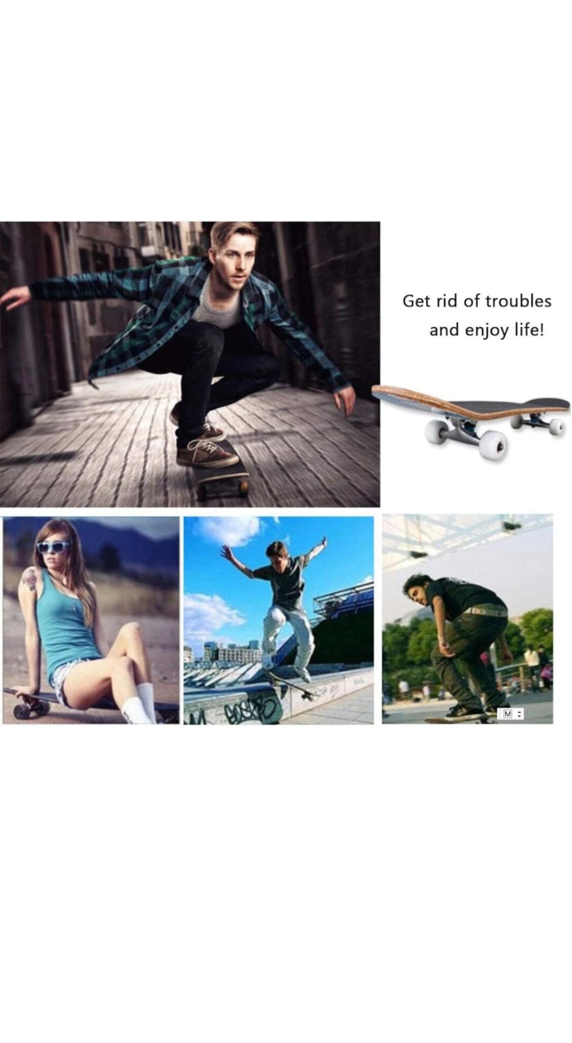 Jugendliche Skateboard Komplettboard 79x20cm Kanadischer Ahorn mit ABEC-7 Feuer